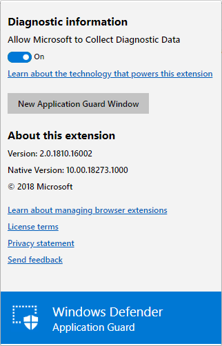 Users can initiate an Application Guard session without entering a URL.