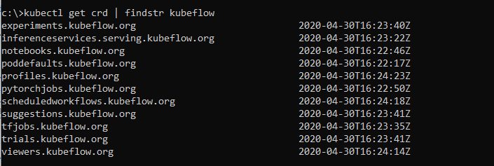Kubeflow creates multiple CRDs in the cluster.