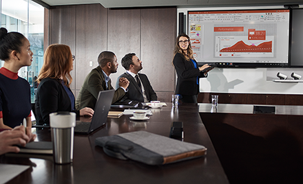 Image of a meeting taking place in a meeting room