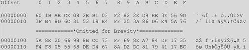 Screenshot of the second byte of the compressed data