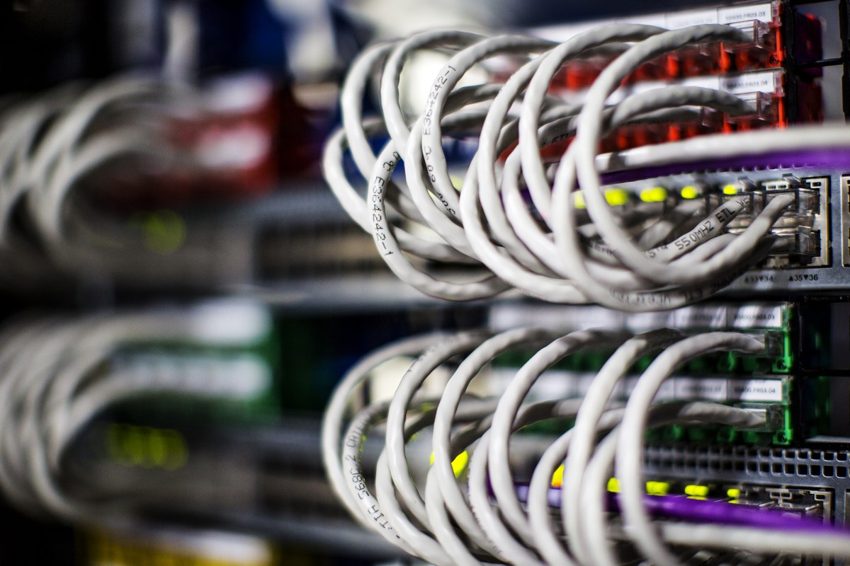 Up close photo of server cords