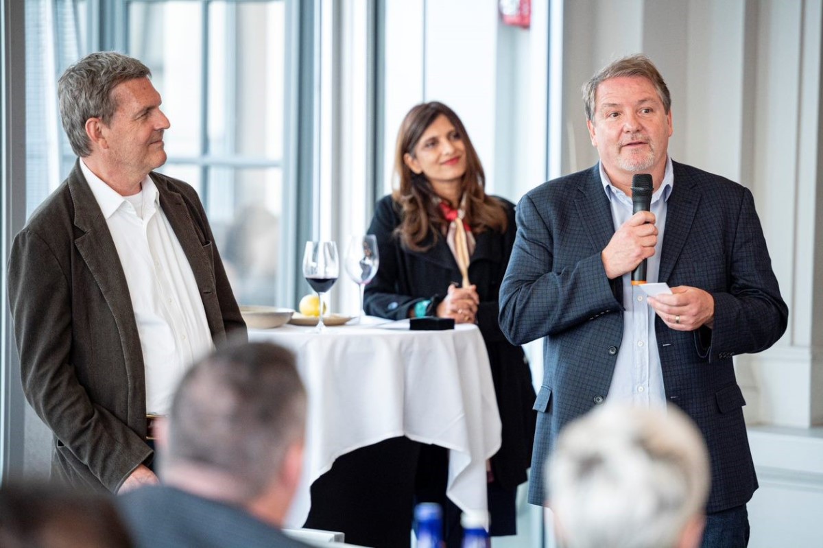 Pictured from left to right, Charlie Bell, Executive Vice President of Security, Compliance, Identity, and Management; Vasu Jakkal, Corporate Vice President Microsoft Security, Compliance, Identity & Privacy; and Bret Arsenault, Microsoft Corporate Vice President, Chief Information Security Officer