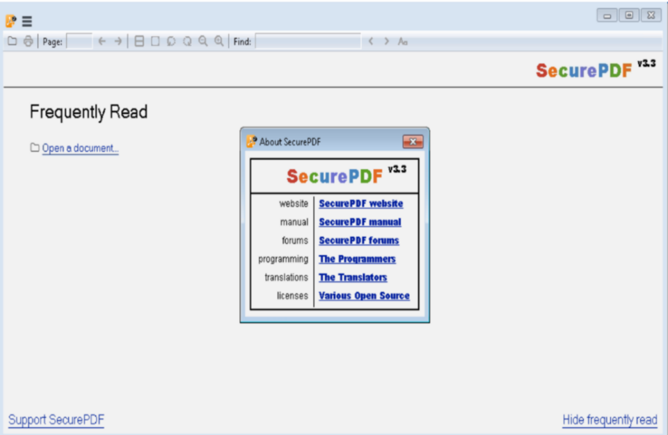 SecurePDF interface
