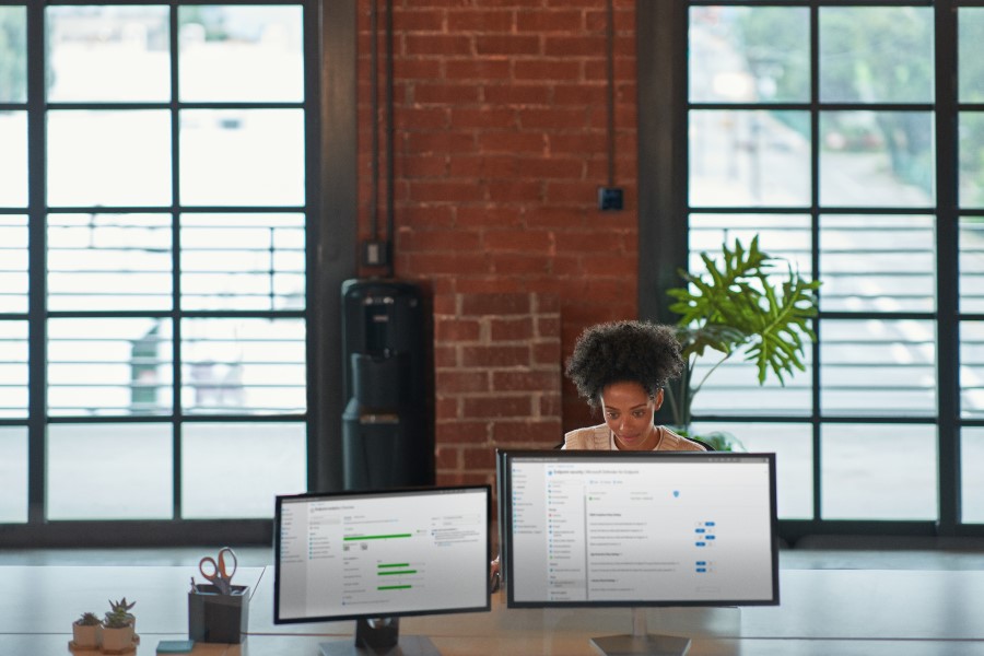 Enterprise office worker in focused work