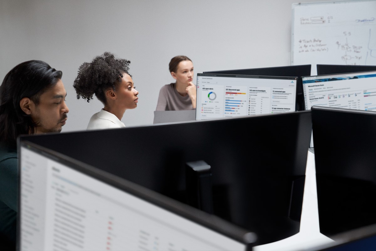 Security practitioners at work in a security operations center