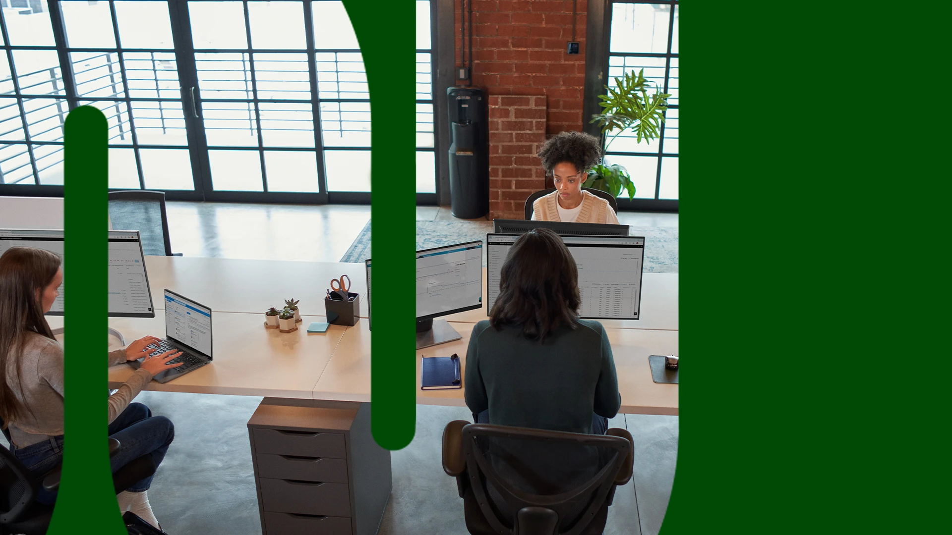 Security workers at their desks