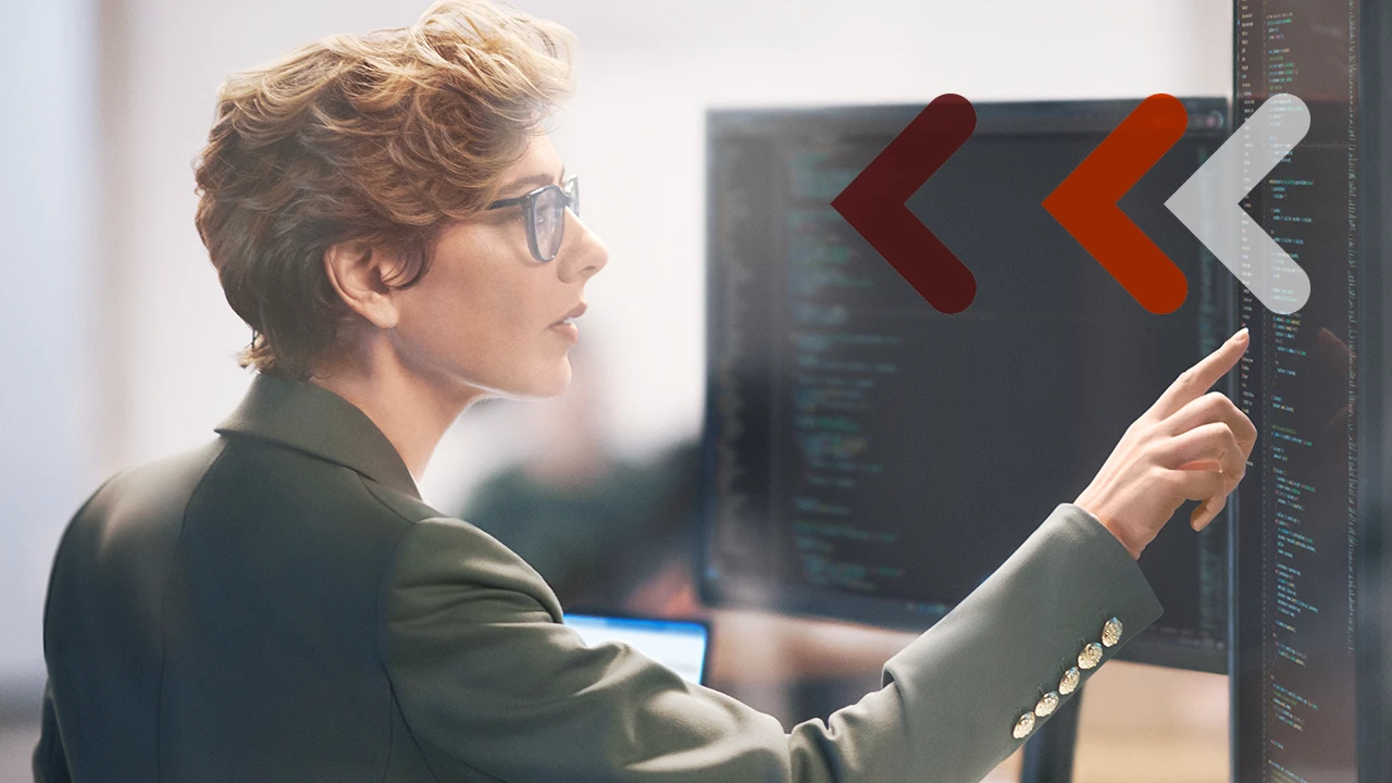 Developer evaluating data from intelligent apps built in Azure in the context of FinTech