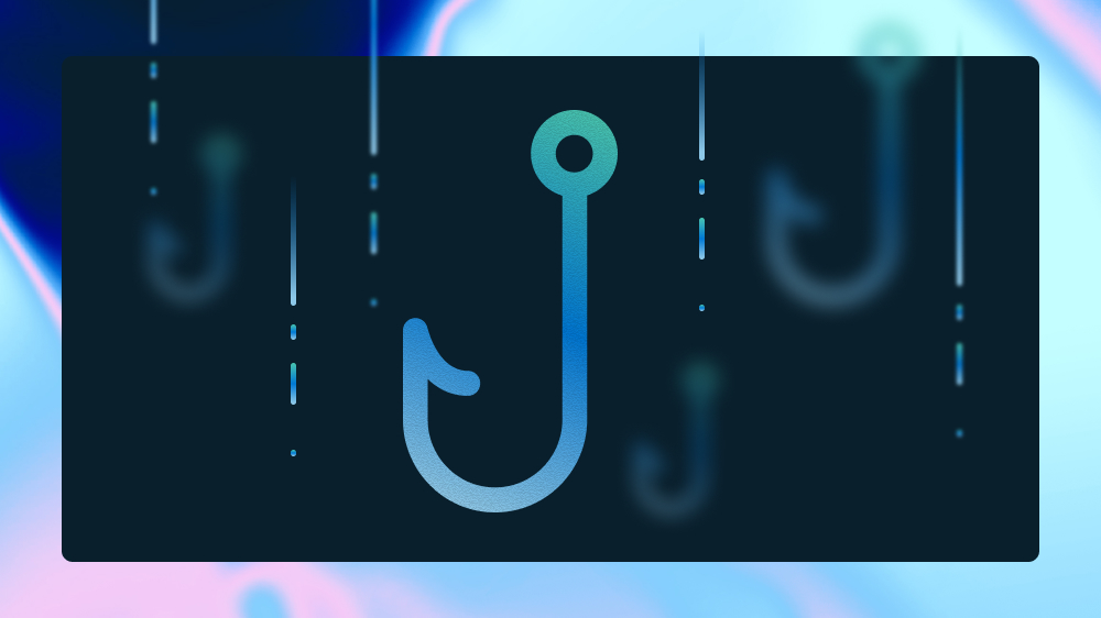 A graphic showing a phishing hook representing social engineering and phishing
