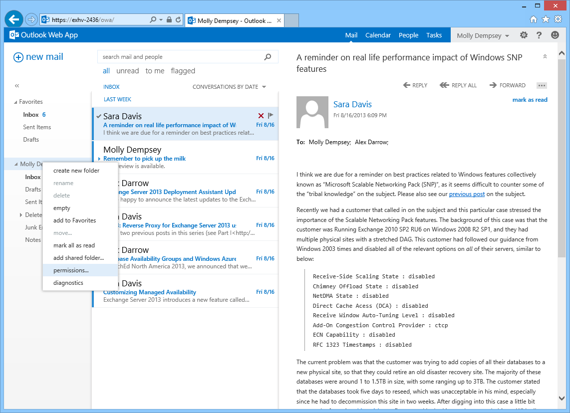 Grant permissions via the root folder.