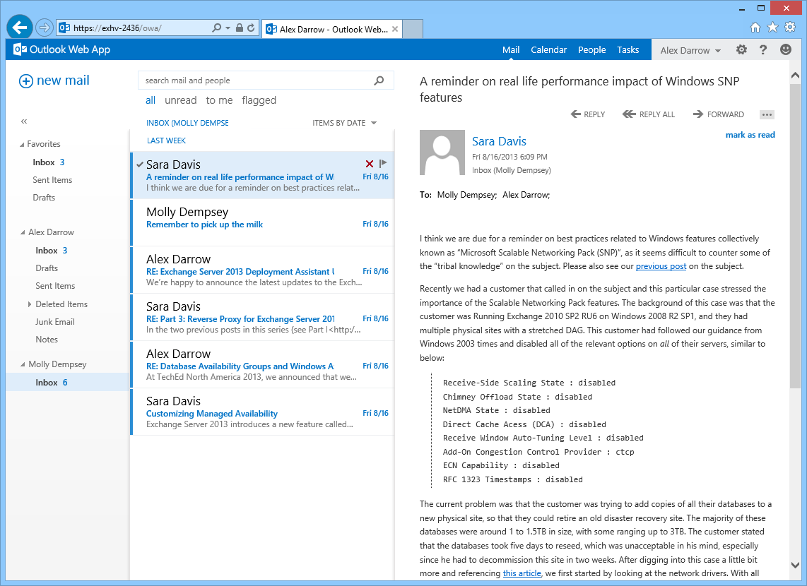 Allowing another user to view the contents of an inbox.